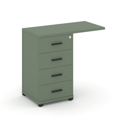 Concept Тумба приставная узкая со свесом 4 ящ. CN.TUS-001 B Кобо/Металл Черный 836*420*750