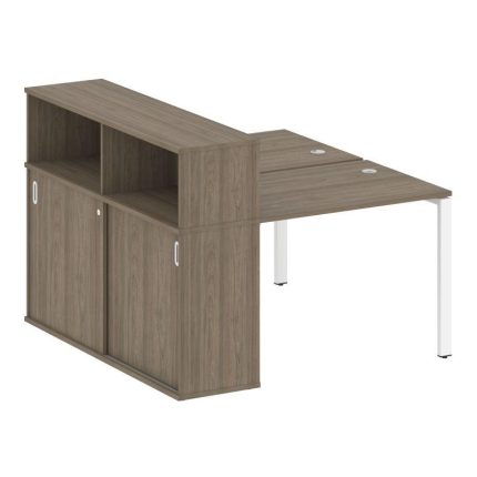 Metal System Рабочая станция с шкафом-купе на П-образном м/к БП.РС-СШК-2.1 Т Вяз Благородный/Металл