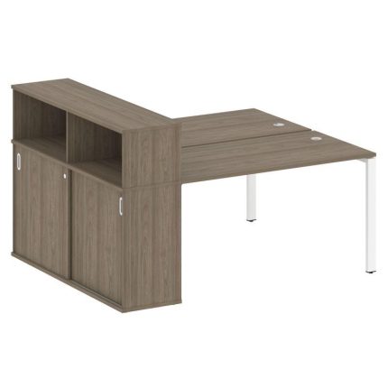 Metal System Рабочая станция с шкафом-купе на П-образном м/к БП.РС-СШК-2.3 Т Вяз Благородный/Металл