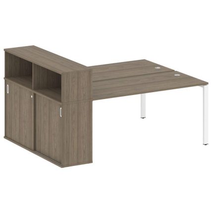 Metal System Рабочая станция с шкафом-купе на П-образном м/к БП.РС-СШК-2.4 Т Вяз Благородный/Металл