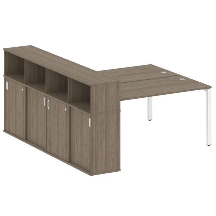 Metal System Рабочая станция с шкафом-купе на П-образном м/к БП.РС-СШК-4.4 Т Вяз Благородный/Металл