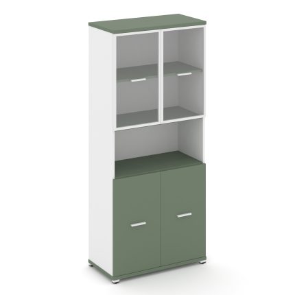 Concept Шкаф 1 широкая секция, 5 ниш CN.STS-513 RPW W Кобо/Белый Бриллиант/Металл Белый/Прозрачный 8