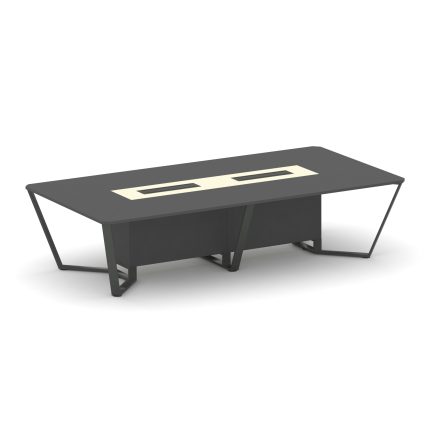 Steel Meet Стол переговорный прямоугольный KM-PR.B.SP-12 Антрацит/Ваниль Глянец/Металл Антрацит 3200