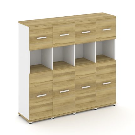 Concept Шкаф 4 узкие секции, 4 ниши CN.STU-445 W Дуб Винченцо/Белый Бриллиант/Металл Белый 1668*420*