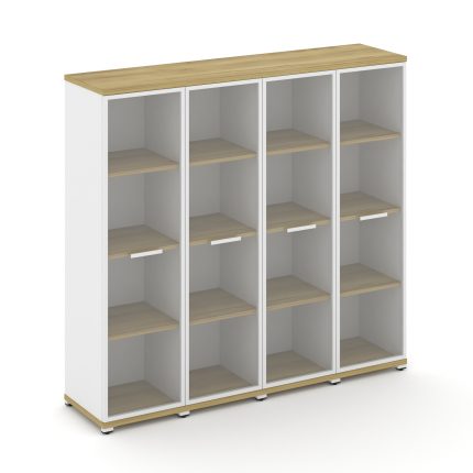 Concept Шкаф 4 узкие секции, 4 ниши CN.STU-446 RPW W Дуб Винченцо/Белый Бриллиант/Металл Белый/Прозр