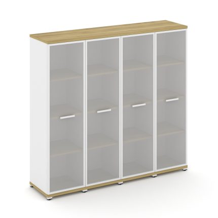 Concept Шкаф 4 узкие секции, 4 ниши CN.STU-446 RMW W Дуб Винченцо/Белый Бриллиант/Металл Белый/Сатин