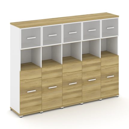 Concept Шкаф 5 узких секций, 4 ниши CN.STU-455 RMW W Дуб Винченцо/Белый Бриллиант/Металл Белый/Сатин