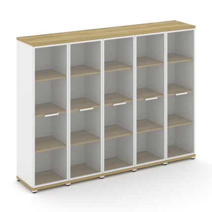 Concept Шкаф 5 узких секций, 4 ниши CN.STU-456 RPW W Дуб Винченцо/Белый Бриллиант/Металл Белый/Прозр