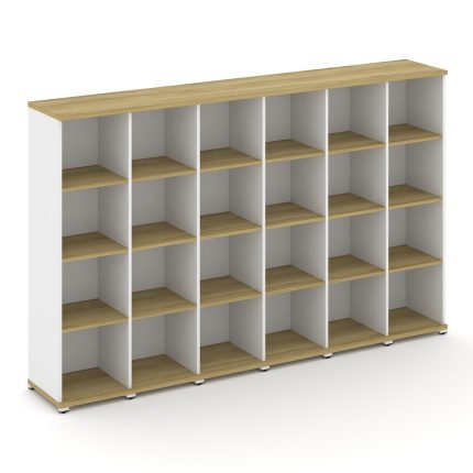 Concept Стеллаж 6 узких секций, 4 ниши CN.STU-460 Дуб Винченцо/Белый Бриллиант/Металл Белый 2500*420