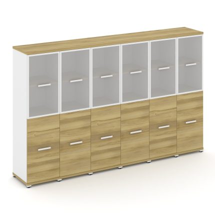 Concept Шкаф 6 узких секций, 4 ниши CN.STU-462 RMW W Дуб Винченцо/Белый Бриллиант/Металл Белый/Сатин