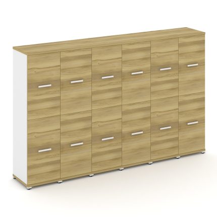 Concept Шкаф 6 узких секций, 4 ниши CN.STU-462 W Дуб Винченцо/Белый Бриллиант/Металл Белый 2500*420*