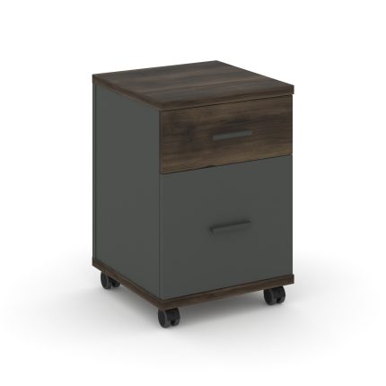 Concept Тумба мобильная 1 ящ.+1 распаш. фасад CN.TUM-009 A Дуб Мали/Антрацит/Металл Антрацит 420*420