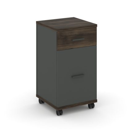 Concept Тумба мобильная 1 ящ.+1 распаш. фасад CN.TUM-011 A Дуб Мали/Антрацит/Металл Антрацит 420*420