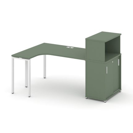 Concept Стол эргономичный с опорным шкафом-купе с надставкой низ.  CN.SA-219(L) W Кобо/Металл Белый