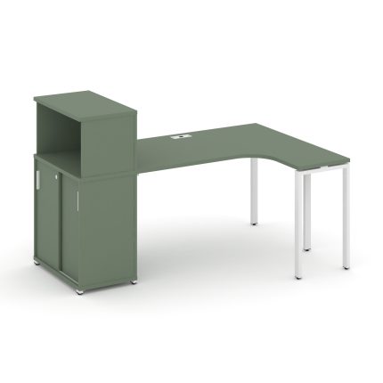 Concept Стол эргономичный с опорным шкафом-купе с надставкой низ.  CN.SA-220(R) W Кобо/Металл Белый
