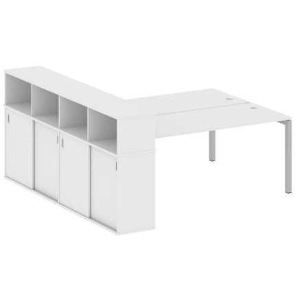 Metal System Quattro Рабочая станция с шкафом-купе на П-образном м/к 50БП.РС-СШК-4.5 Т Белый/Металл