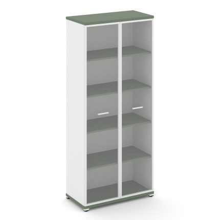 Concept Шкаф 1 широкая секция, 5 ниш CN.STS-518 RPW W Кобо/Белый Бриллиант/Металл Белый/Прозрачный 8