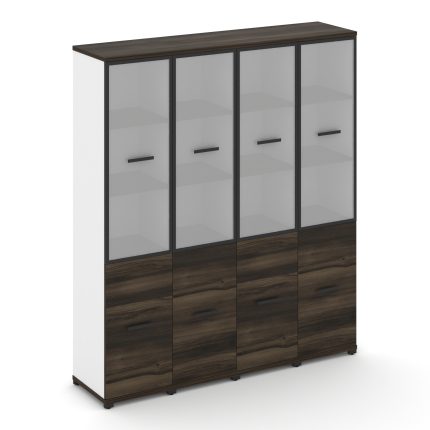 Concept Шкаф 4 узкие секции, 5 ниш CN.STU-542 RMB B Дуб Мали/Белый Бриллиант/Металл Черный/Сатин 166