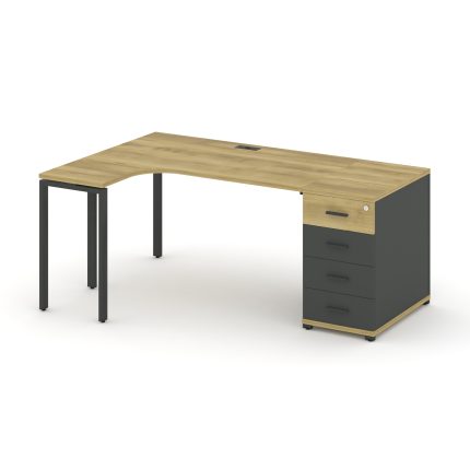 Concept Стол эргономичный CN.SA-401(L) A Дуб Винченцо/Антрацит/Металл Антрацит 1800*1180*750