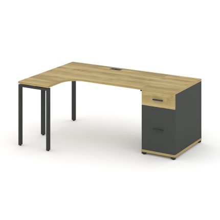 Concept Стол эргономичный CN.SA-403(L) A Дуб Винченцо/Антрацит/Металл Антрацит 1800*1180*750