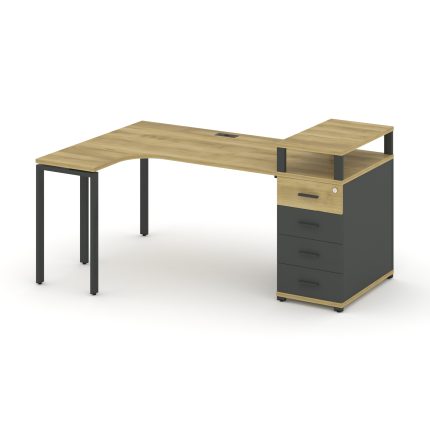 Concept Стол эргономичный CN.SA-406(L) A Дуб Винченцо/Антрацит/Металл Антрацит 2000*1180*917