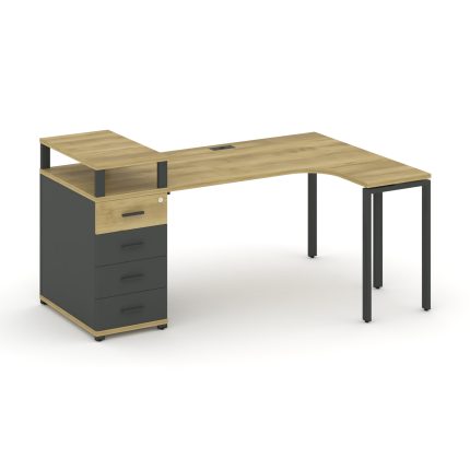 Concept Стол эргономичный CN.SA-406(R) A Дуб Винченцо/Антрацит/Металл Антрацит 2000*1180*917