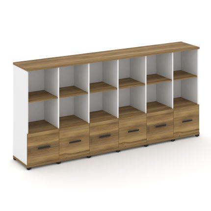 Concept Шкаф 6 узких секций, 3 ниши CN.STU-361 B Сандал Янтарный/Белый Бриллиант/Металл Черный 2500*