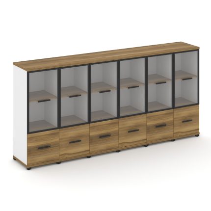 Concept Шкаф 6 узких секций, 3 ниши CN.STU-362 RPB B Сандал Янтарный/Белый Бриллиант/Металл Черный/П