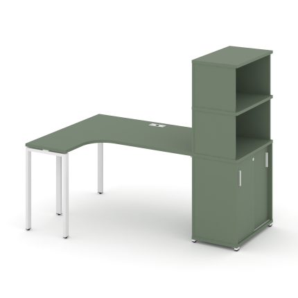 Concept Стол эргономичный с опорным шкафом-купе с надставкой выс.  CN.SA-221(L) W Кобо/Металл Белый