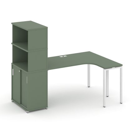 Concept Стол эргономичный с опорным шкафом-купе с надставкой выс.  CN.SA-221(R) W Кобо/Металл Белый