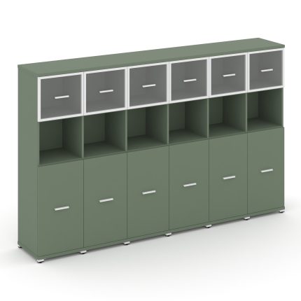 Concept Шкаф 6 узких секций, 4 ниши CN.STU-465 RPW W Кобо/Металл Белый/Прозрачный 2500*420*1554