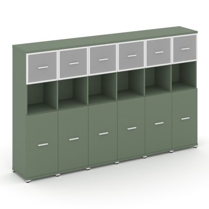 Concept Шкаф 6 узких секций, 4 ниши CN.STU-465 RMW W Кобо/Металл Белый/Сатин 2500*420*1554