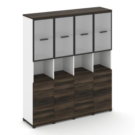 Concept Шкаф 4 узкие секции, 5 ниш CN.STU-543 RMB B Дуб Мали/Белый Бриллиант/Металл Черный/Сатин 166