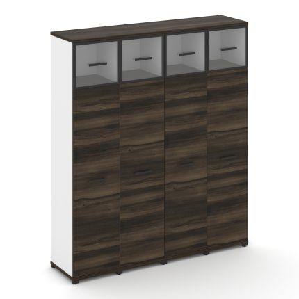 Concept Шкаф 4 узкие секции, 5 ниш CN.STU-547 RPB B Дуб Мали/Белый Бриллиант/Металл Черный/Прозрачны