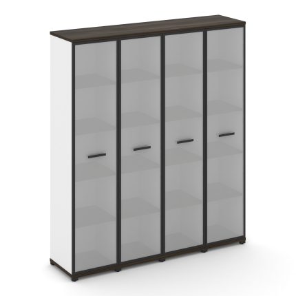 Concept Шкаф 4 узкие секции, 5 ниш CN.STU-548 RMB B Дуб Мали/Белый Бриллиант/Металл Черный/Сатин 166