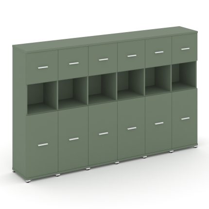 Concept Шкаф 6 узких секций, 4 ниши CN.STU-465 W Кобо/Металл Белый 2500*420*1554