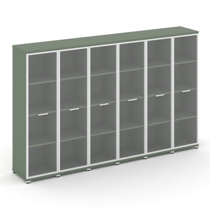 Concept Шкаф 6 узких секций, 4 ниши CN.STU-466 RPW W Кобо/Металл Белый/Прозрачный 2500*420*1554