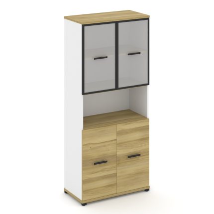 Concept Шкаф 1 широкая секция, 5 ниш CN.STS-513 RMB B Дуб Винченцо/Белый Бриллиант/Металл Черный/Сат