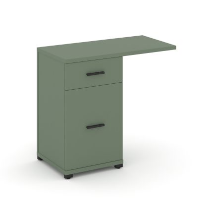 Concept Тумба приставная узкая 1 ящ.+1 распаш. фасад со свесом CN.TUS-003 B Кобо/Металл Черный 836*4