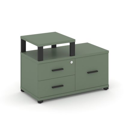 Concept Тумба приставная широкая 2 ящ.+1 распаш. фасад с надставкой узкой CN.TSP-005 B Кобо/Металл Ч