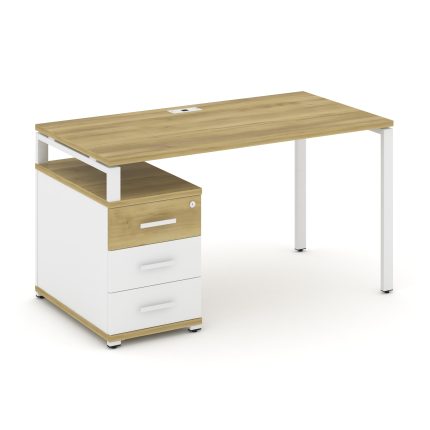 Concept Стол письменный с 1 опорной тумбой CN.SP-303 W Дуб Винченцо/Белый Бриллиант/Металл Белый 138