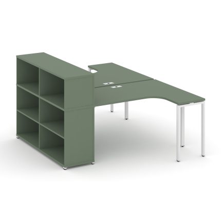 Concept Рабочая станция с опорным стеллажом с надставкой низ. CN.DSA-205 Кобо/Металл Белый 1800*1480