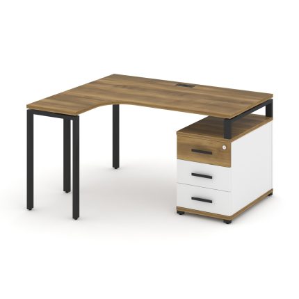 Concept Стол эргономичный с опорной тумбой CN.SA-301(L) B Сандал Янтарный/Белый Бриллиант/Металл Чер