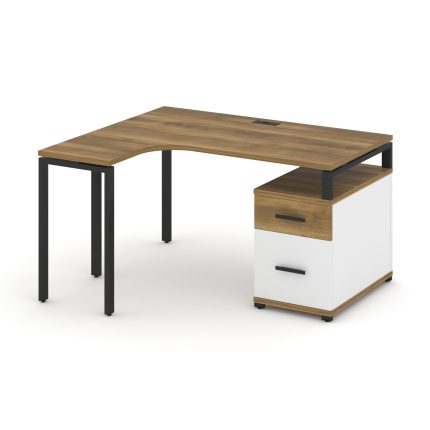 Concept Стол эргономичный с опорной тумбой CN.SA-302(L) B Сандал Янтарный/Белый Бриллиант/Металл Чер