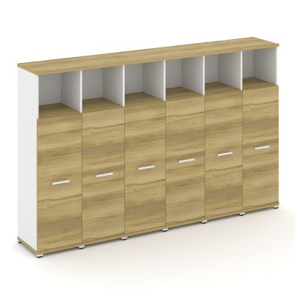 Concept Шкаф 6 узких секций, 4 ниши CN.STU-463 W Дуб Винченцо/Белый Бриллиант/Металл Белый 2500*420*