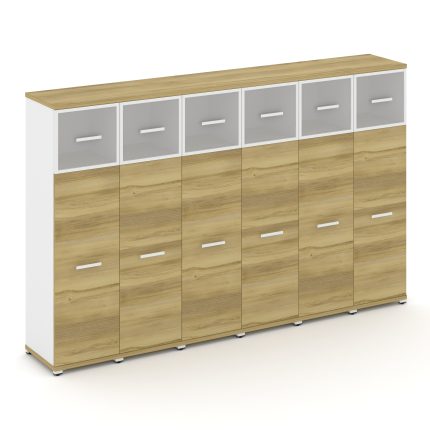 Concept Шкаф 6 узких секций, 4 ниши CN.STU-464 RMW W Дуб Винченцо/Белый Бриллиант/Металл Белый/Сатин