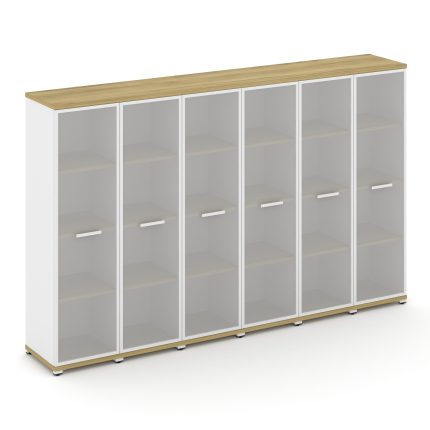 Concept Шкаф 6 узких секций, 4 ниши CN.STU-466 RMW W Дуб Винченцо/Белый Бриллиант/Металл Белый/Сатин