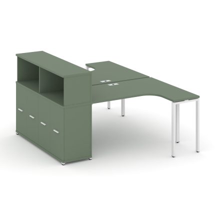 Concept Рабочая станция с опорным распаш. шкафом с надставкой низ. CN.DSA-213 W Кобо/Металл Белый 18