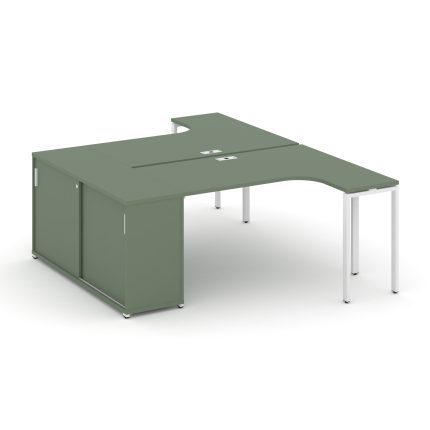 Concept Рабочая станция с опорным шкафом-купе CN.DSA-218 W Кобо/Металл Белый 2000*1480*750