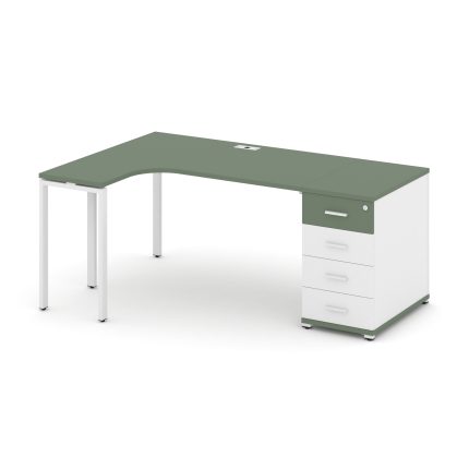 Concept Стол эргономичный CN.SA-402(L) W Кобо/Белый Бриллиант/Металл Белый 2000*1180*750